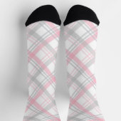 Gray and Pink Plaid Crew Socks Socken (Oben)