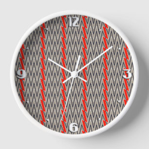 Gray and red chevron design uhr