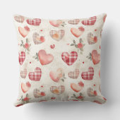 Gray and Red Gingham Hearts Double Sided Kissen (Rückseite)