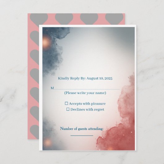 Gray and Rose Outer Space Response Card RSVP Karte (Vorne/Hinten)