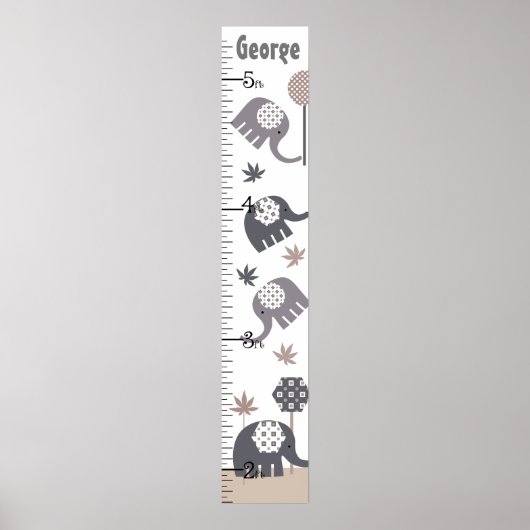Gray and Tan Elephants Growth Chart Behielt auf 8x Poster (Vorne)