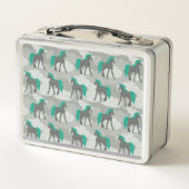 Gray and Teal Unicorn Personalized Metall Brotdose (Rückseite)