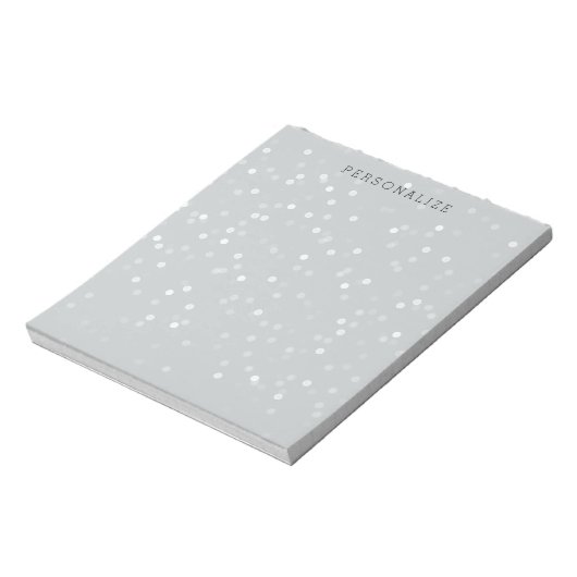 Gray and White Bokeh Confetti Notizblock (Rotiert)