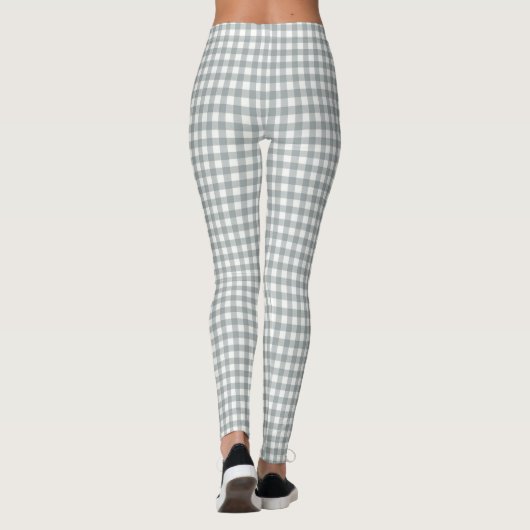 Gray and White Gingham Pattern Leggings (Rückseite)