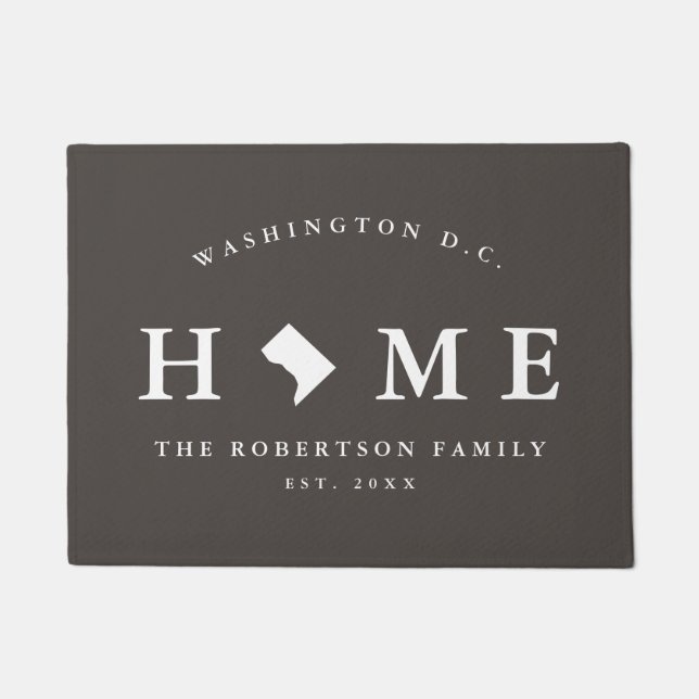 Gray and White Washington D.C. Map Mat, Doormat Fußmatte (Vorderseite)