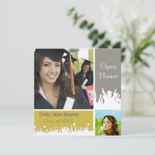 Gray and Yellow Senior Pictures Class of 2012 Ankündigung (Stehend Vorderseite)