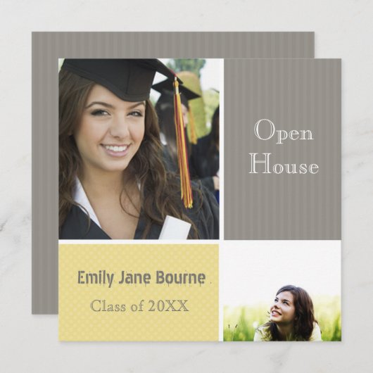 Gray and Yellow Senior Pictures Class of 2012 Ankündigung (Vorne/Hinten)