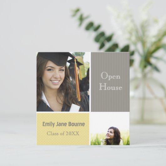 Gray and Yellow Senior Pictures Class of 2012 Ankündigung (Stehend Vorderseite)