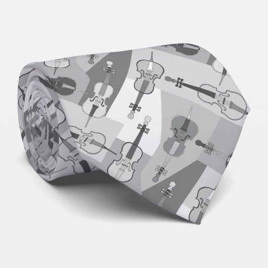 Gray Angled Cellos Krawatte (Gerollt)