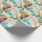 Gray Aqua Cherubs Wrapping Paper Geschenkpapier (Ecke)
