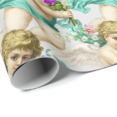 Gray Aqua Cherubs Wrapping Paper Geschenkpapier (Rolleneckpunkt)