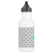 Gray Aqua Elegante Muster Monogram Trinkflasche (Links)