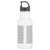 Gray Aqua Elegante Muster Monogram Trinkflasche (Rückseite)