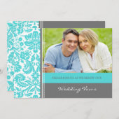 Gray Aqua Foto Wedding Vow Renewal Einladung (Vorne/Hinten)