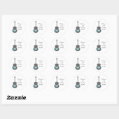 Gray/Aqua Guitar Heart Stickers (Blatt)