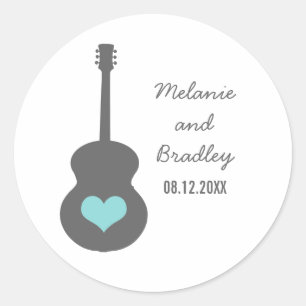 Gray/Aqua Guitar Heart Stickers