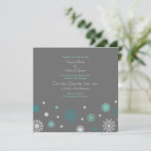 Gray Aqua Snow Winter Wedding Einladungskarten (Stehend Vorderseite)