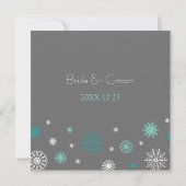 Gray Aqua Snow Winter Wedding Einladungskarten (Rückseite)