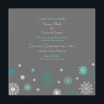 Gray Aqua Snow Winter Wedding Einladungskarten<br><div class="desc">Wintereinladungen in modernem und elegantem aquamarinem Blau-, Weiß- und Dunkelkohle-Grau-festliche Schneeflocken-Muster, individuell mit Ihren Hochzeitsdetails. Erhältlich in passenden Winterurlaub Hochzeitsprodukten.</div>