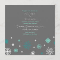 Gray Aqua Snow Winter Wedding Einladungskarten