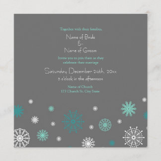 Gray Aqua Snow Winter Wedding Einladungskarten
