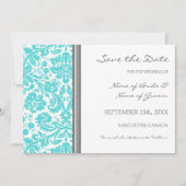 Gray Aqua Wedding Save the Date Card (Vorderseite)