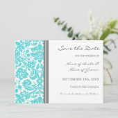 Gray Aqua Wedding Save the Date Card (Stehend Vorderseite)