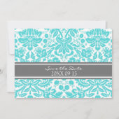 Gray Aqua Wedding Save the Date Card (Rückseite)