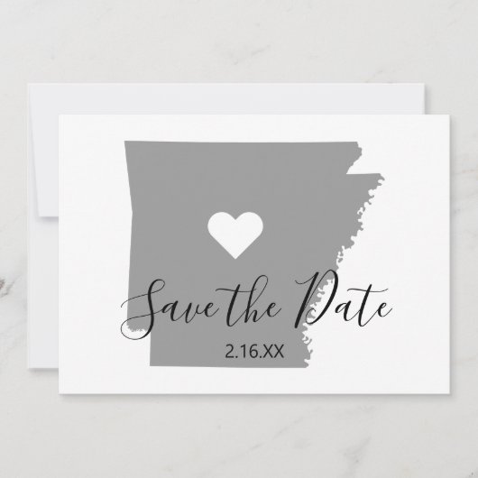 Gray Arkansas Map Form Save The Date (Vorderseite)