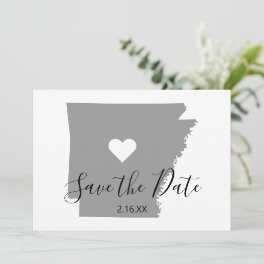 Gray Arkansas Map Form Save The Date (Stehend Vorderseite)