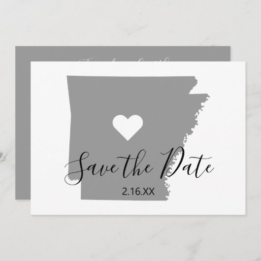 Gray Arkansas Map Form Save The Date (Vorne/Hinten)