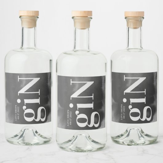 Gray Art Big Monogram Modern Bold Simple Wedding Alkoholflaschenetikett (Flaschen)