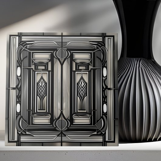 Gray Art Deco Geometric Fliese