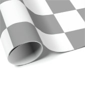 Gray Ash White Schachbrett Pattern Geschenkpapier (Rolleneckpunkt)