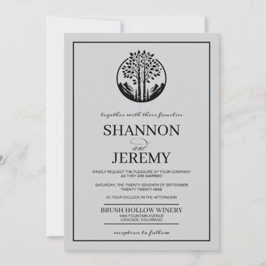 Gray Aspen Tree Wedding Einladung (Vorderseite)