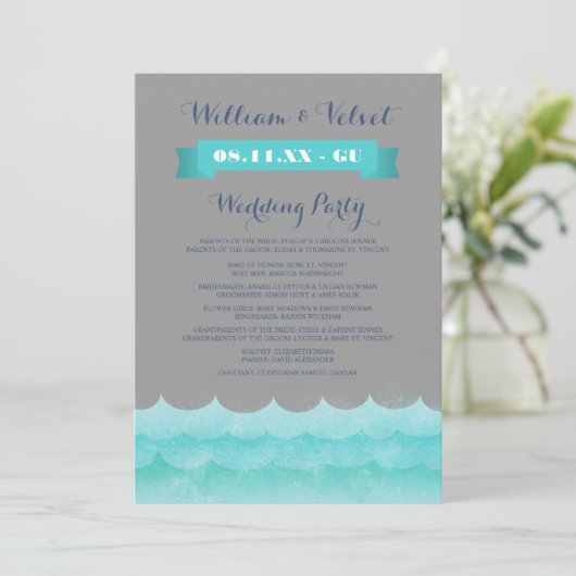 Gray at Sea Nautical Weddings Programme (Stehend Vorderseite)