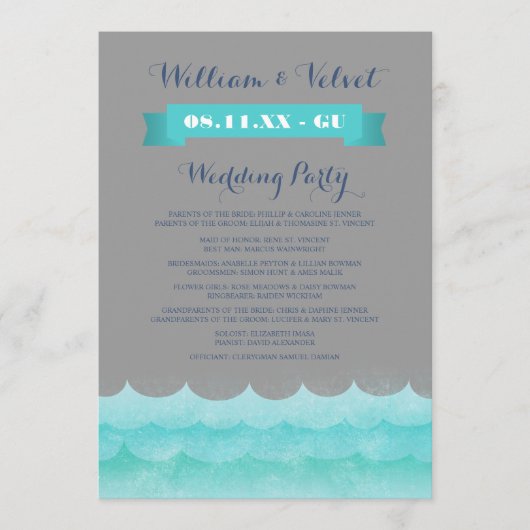 Gray at Sea Nautical Weddings Programme (Vorderseite)