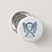 Gray Awareness Ribbon Angel Custom Art Buttone Button (Vorne & Hinten)