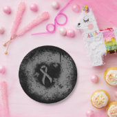 Gray Awareness Ribbon Grunge Herz Pappteller (Party)