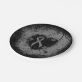 Gray Awareness Ribbon Grunge Herz Pappteller (Schrägansicht)