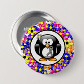 Gray Awareness Ribbon Penguin Button (Vorne & Hinten)