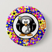 Gray Awareness Ribbon Penguin Button (Vorderseite)