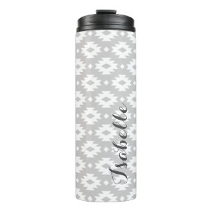 Gray Aztec Monogram Thermosbecher