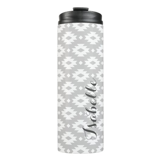 Gray Aztec Monogram Thermosbecher (Vorderseite)