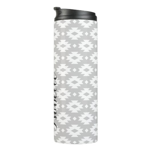 Gray Aztec Monogram Thermosbecher (Nach rechts gedreht)