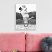 Gray Aztec Muster | Foto mit Monogramm Leinwanddruck (Insitu (Wohnzimmer))