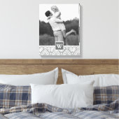 Gray Aztec Muster | Foto mit Monogramm Leinwanddruck (Insitu (Schlafzimmer))