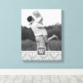 Gray Aztec Muster | Foto mit Monogramm Leinwanddruck (Insitu (Holzboden))