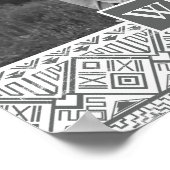 Gray Aztec Muster | Foto mit Monogramm Poster (Ecke)