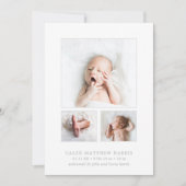 Gray Baby Boy Foto Collage Einfache Geburt Ankündigung (Vorderseite)